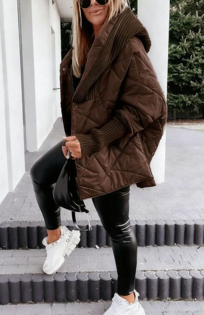 Burgundy Oversized Hooded Jacket