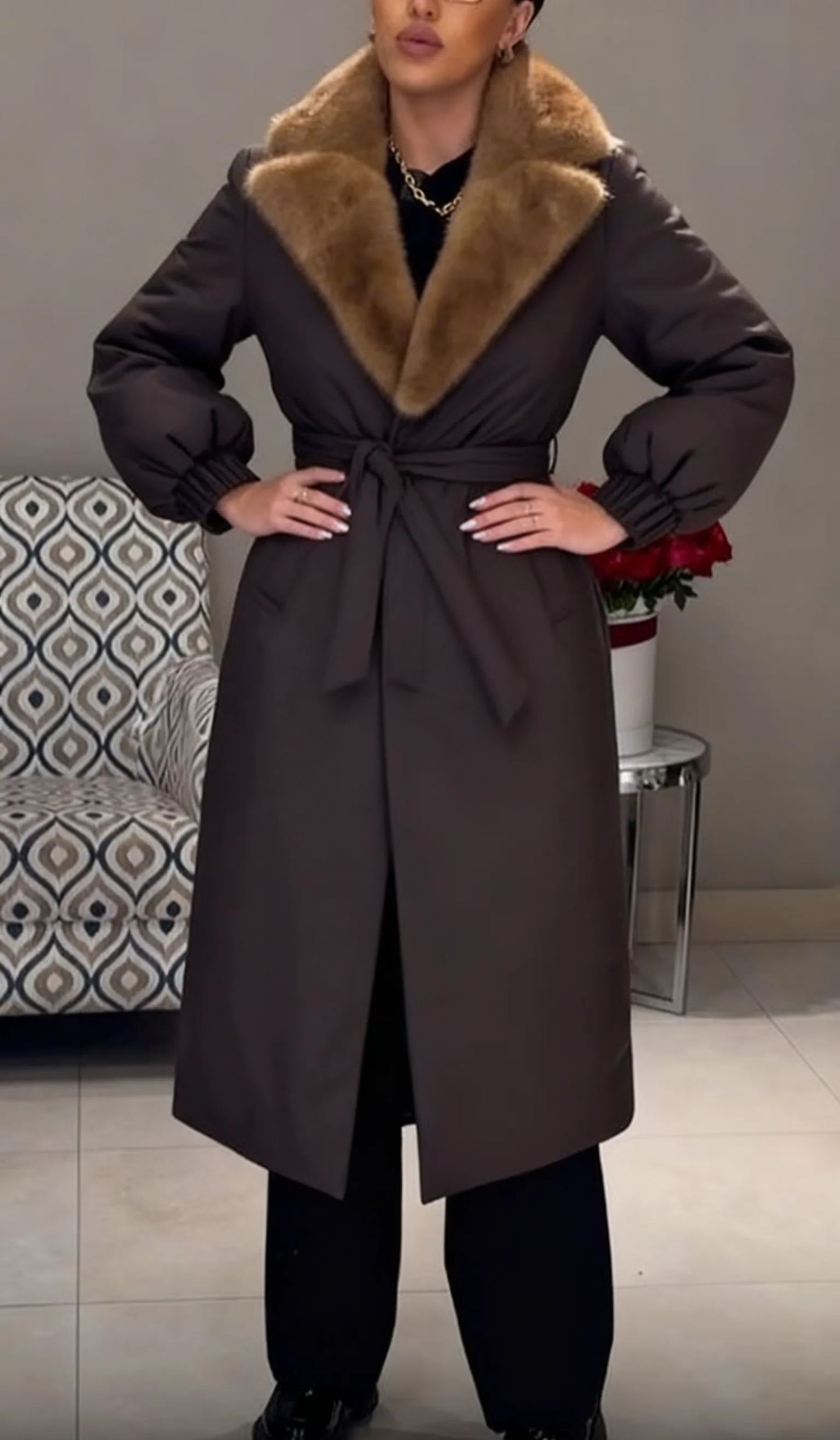 Longline Belted Puffer Coat