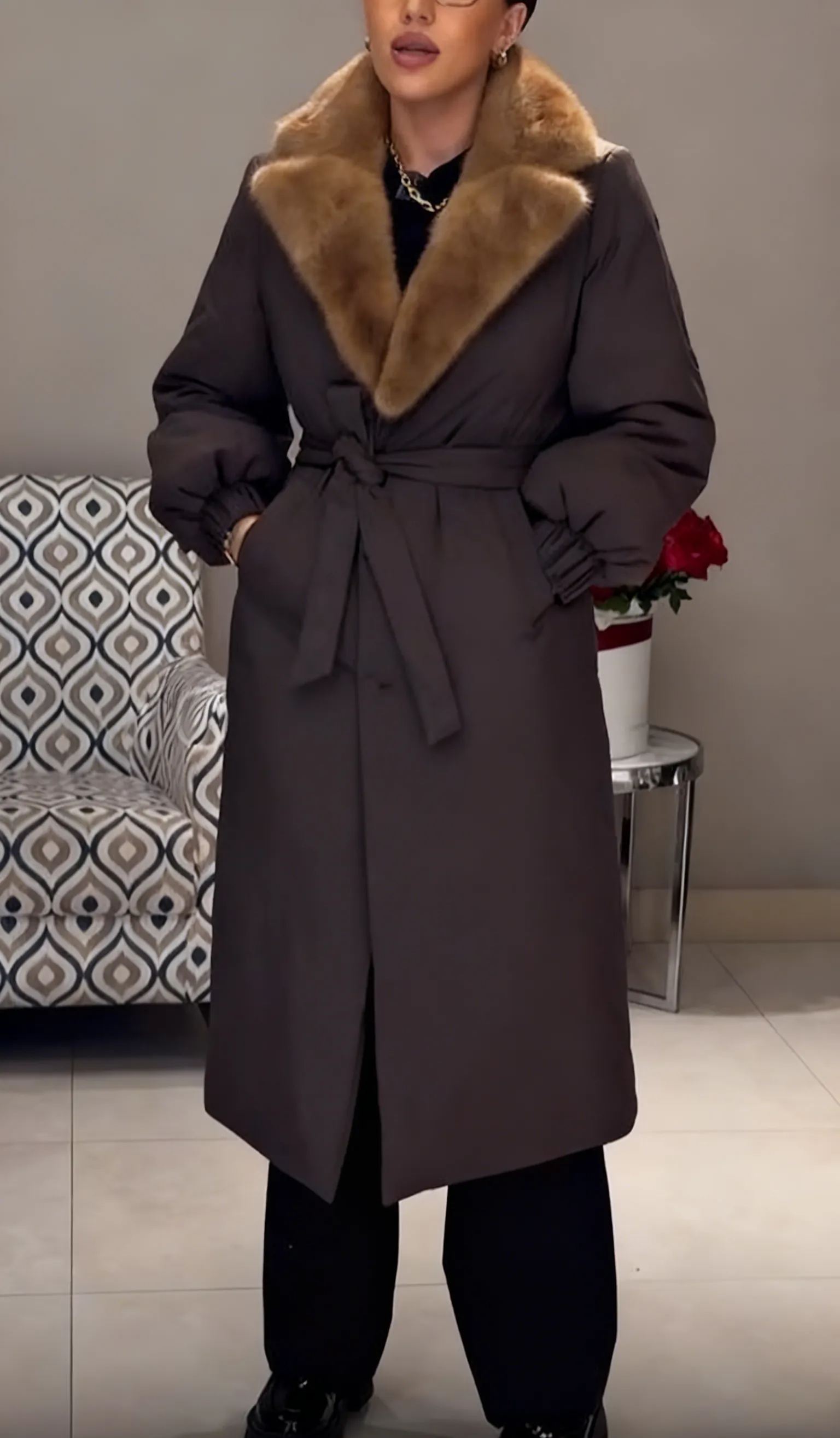 Longline Belted Puffer Coat