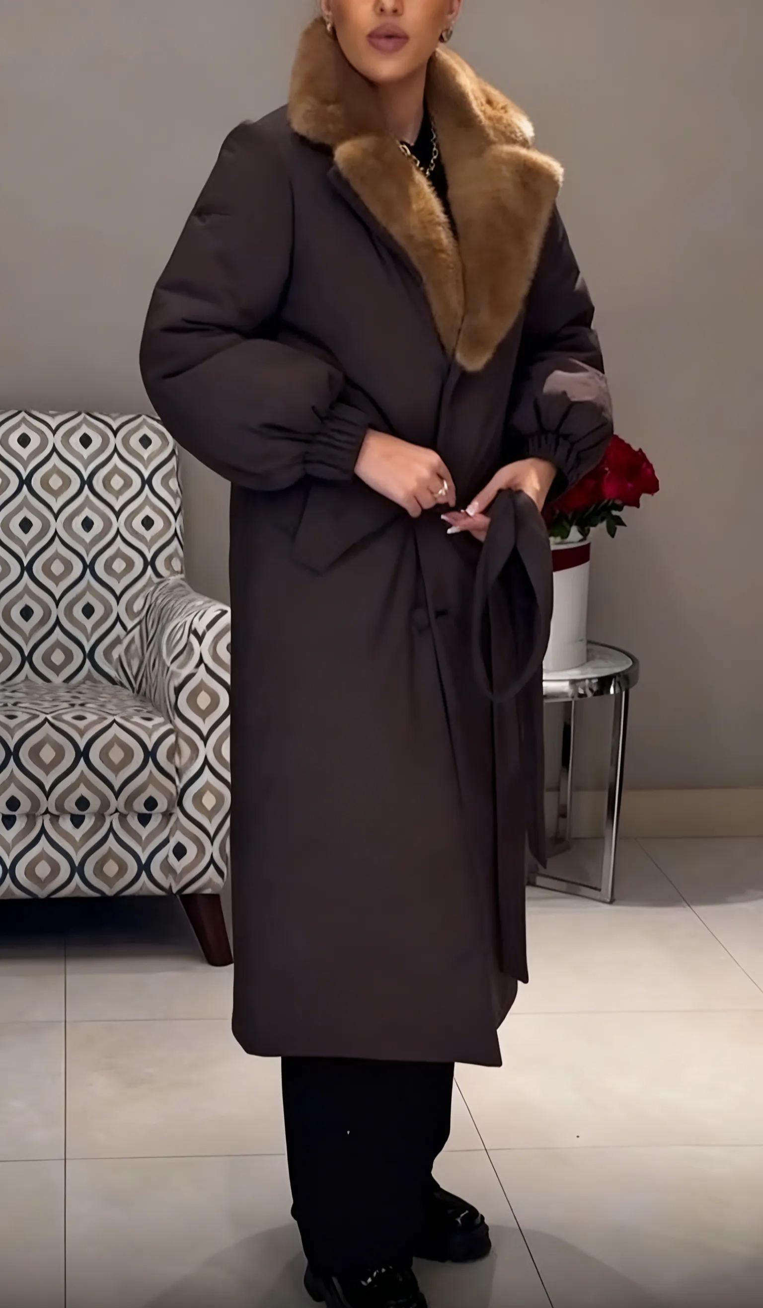 Longline Belted Puffer Coat