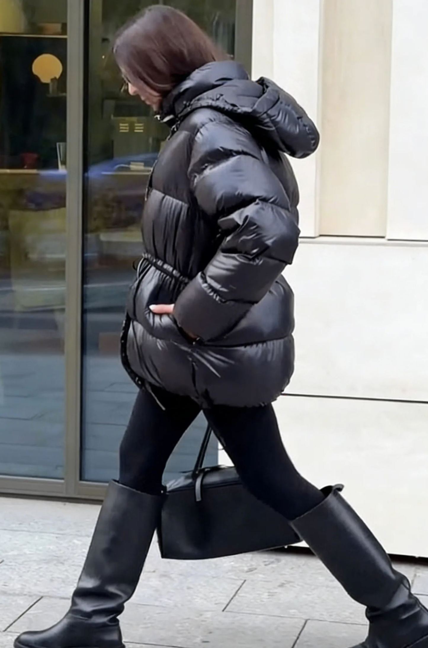 Hooded Puffer Coat with Adjustable Drawstring Waist