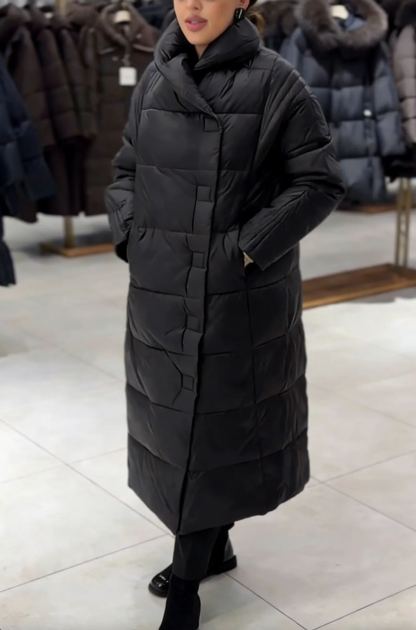 Longline Puffer Coat with Magnetic Snap Closure