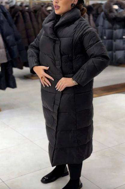 Longline Puffer Coat with Magnetic Snap Closure