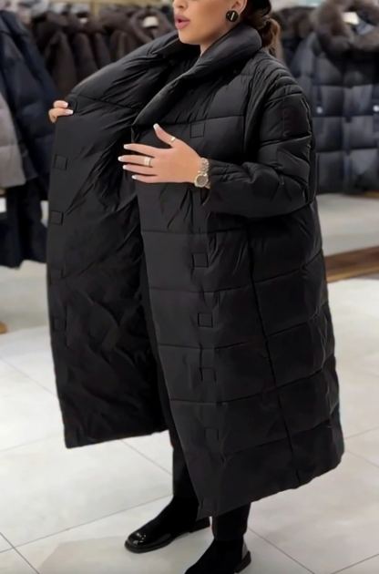 Longline Puffer Coat with Magnetic Snap Closure