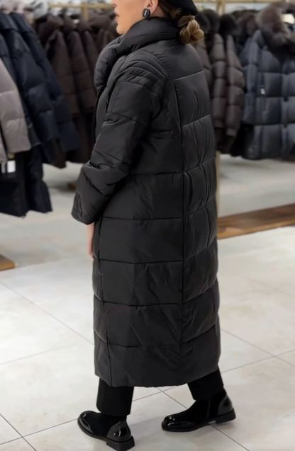 Longline Puffer Coat with Magnetic Snap Closure