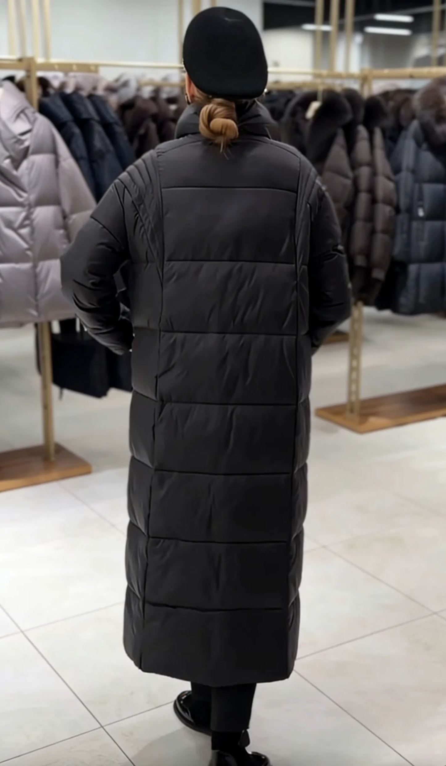 Longline Puffer Coat with Magnetic Snap Closure