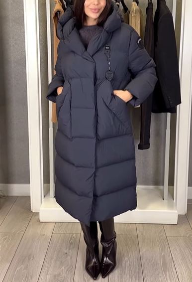 Hooded Long-Length Puffer Coat with Magnetic Closure