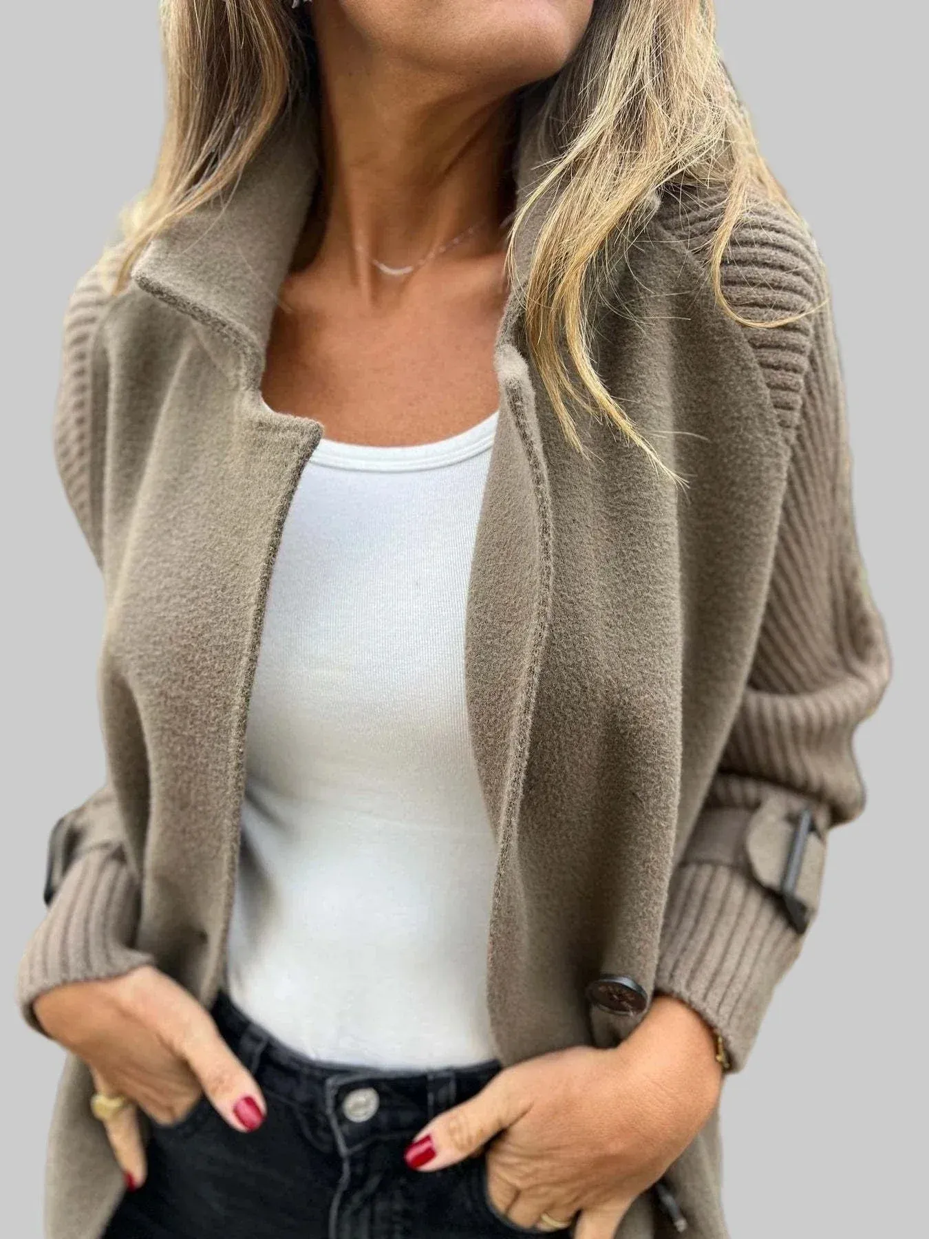 Knit - Sleeve Wool Coat