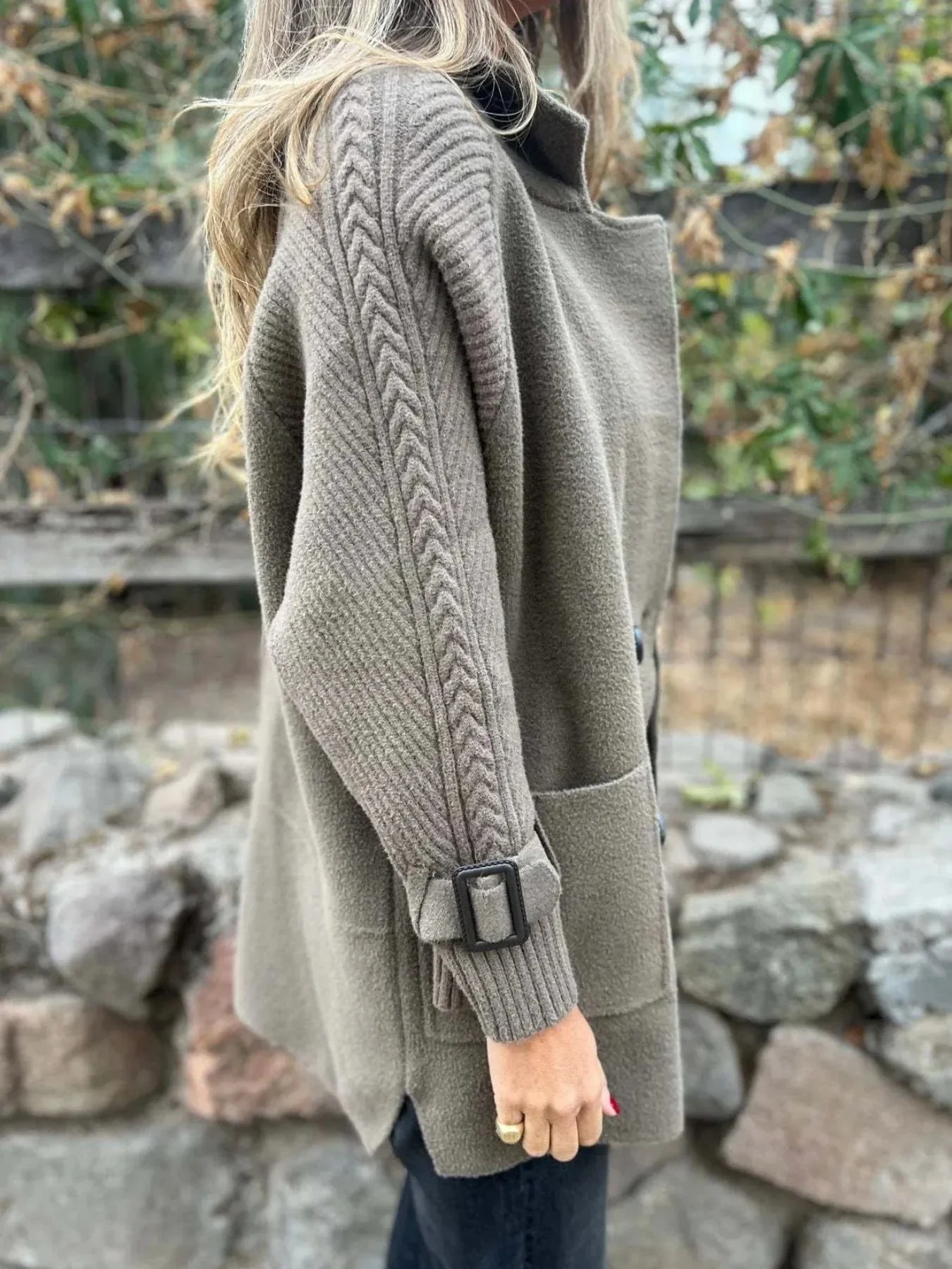 Knit - Sleeve Wool Coat