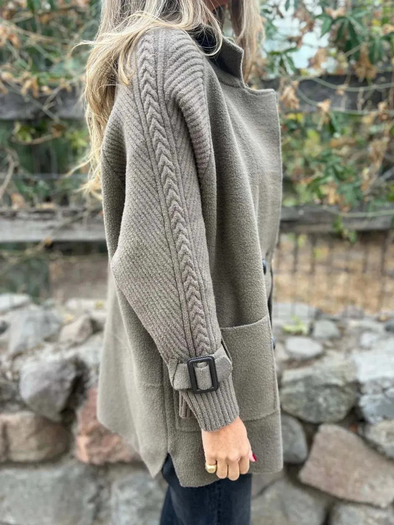 Knit - Sleeve Wool Coat