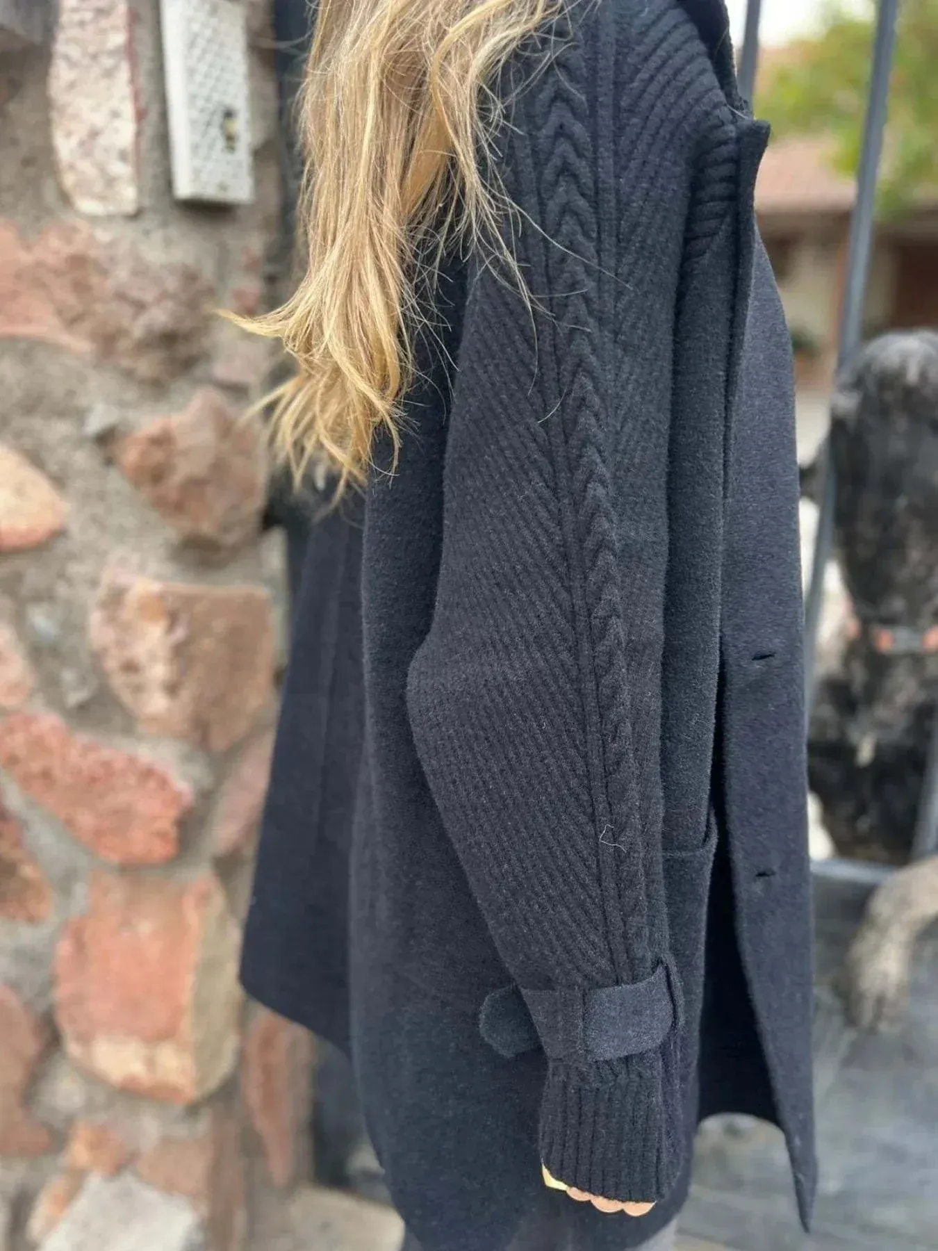 Knit - Sleeve Wool Coat