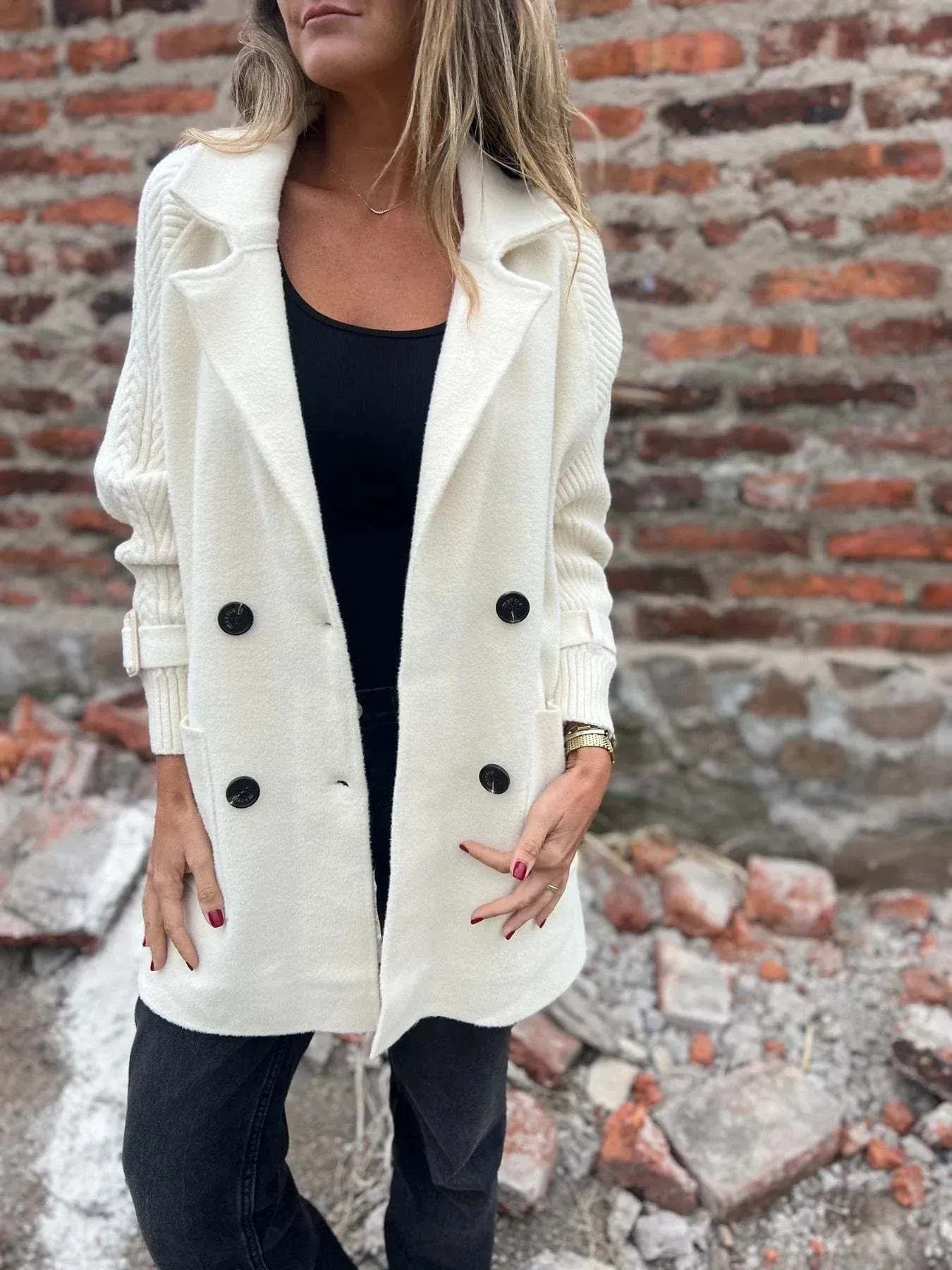 Knit - Sleeve Wool Coat