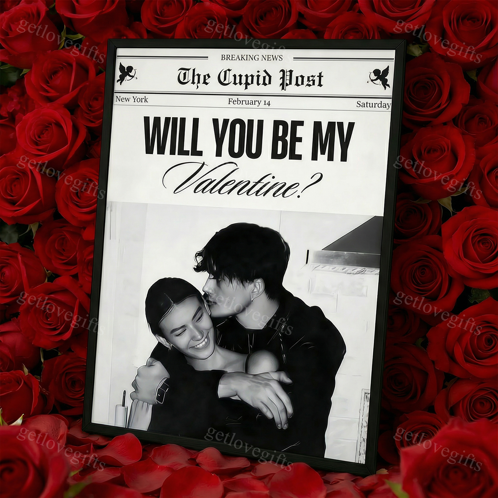 Will You Be My Valentine? First Valentine's Day Gift For Couples, Him, Her - Personalized Photo Poster Frame