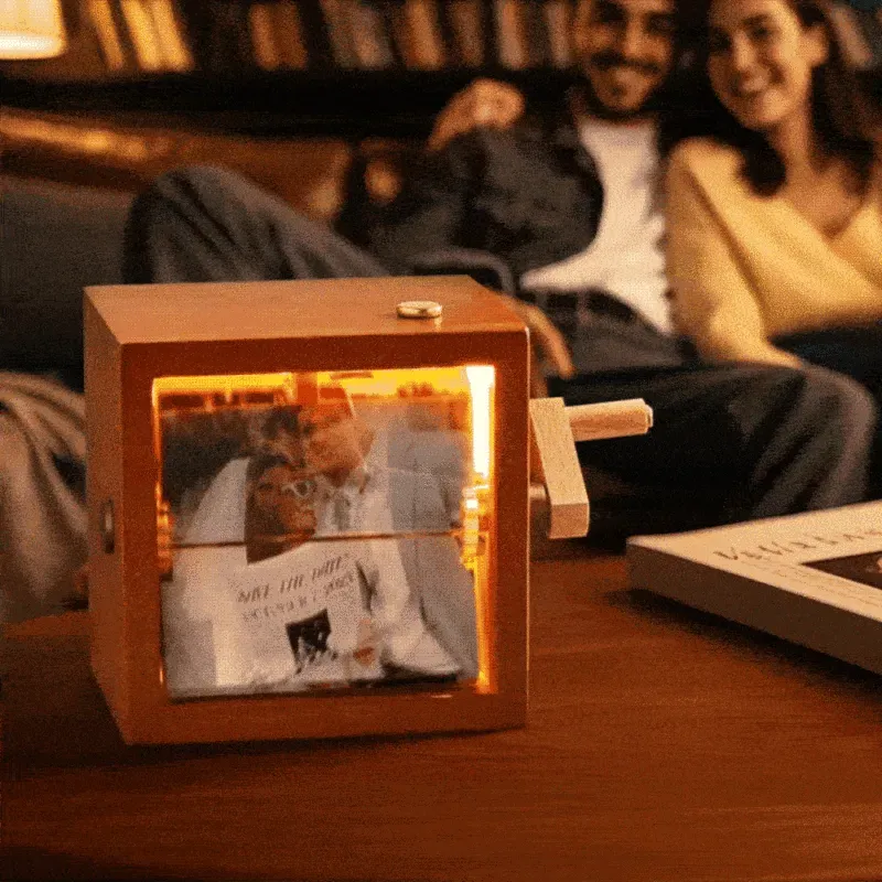 Personalized Photo Flipbook Animation Box,Custom wooden Photo Book with Light