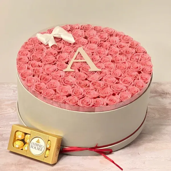Personalized Glitter Roses Box With Initial
