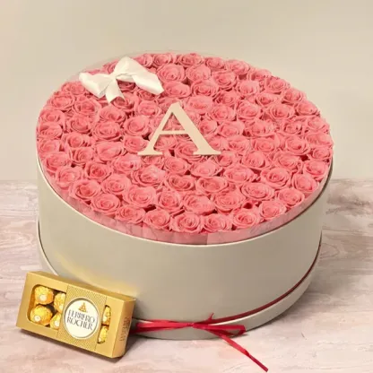 Personalized Glitter Roses Box With Initial