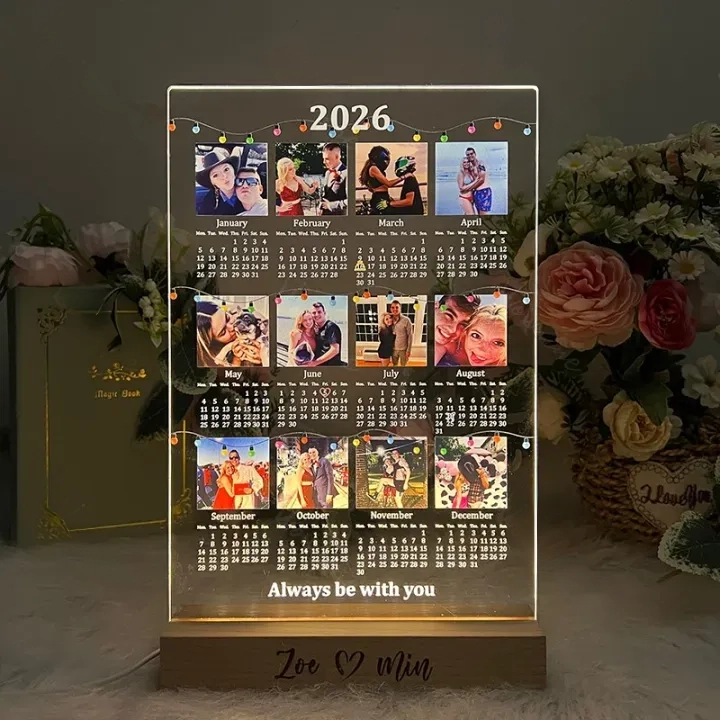 Custom 2026 Calendar LED Light Box with Photo