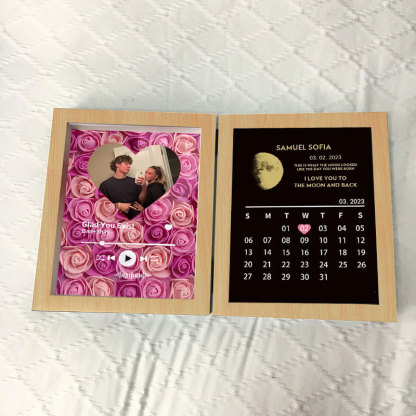 (With Song) Custom Flowers Frame with REAL MOON PHASE Anniversary Calendar🌺-forlovever