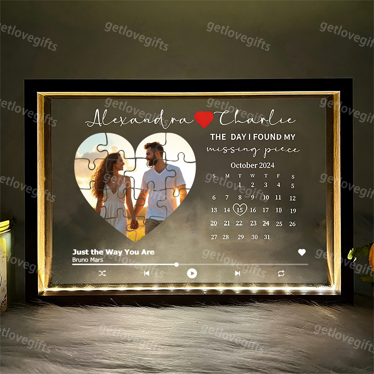 The Day I Found My Missing Piece Song Light Frame Personalized Gift