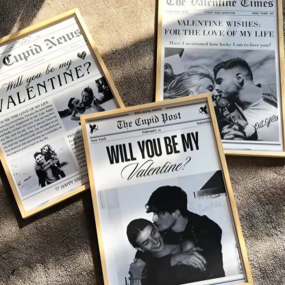 Will You Be My Valentine? First Valentine's Day Gift For Couples, Him, Her - Personalized Photo Poster Frame
