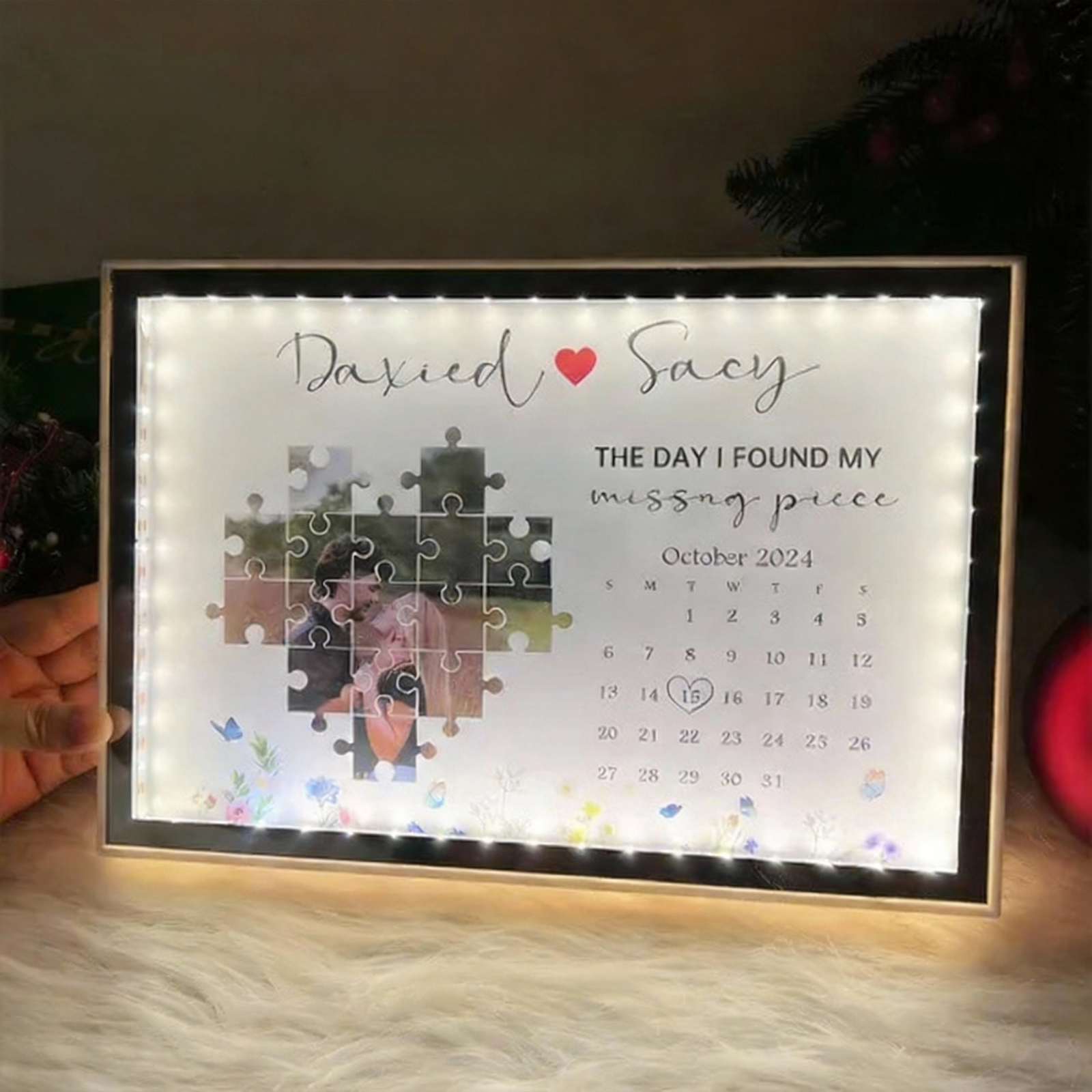 Personalized The Day I Found My Missing Piece Mirror Light Gift