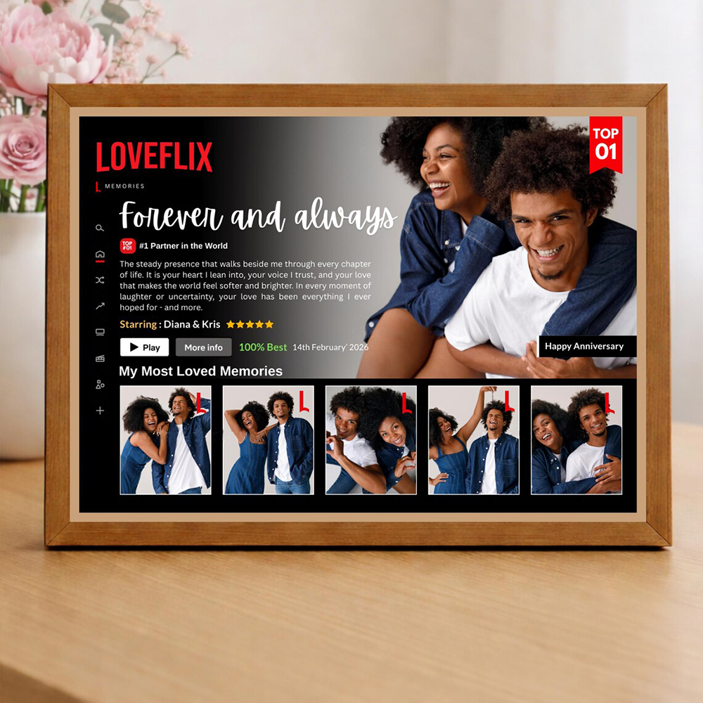 LOVEFLIX Netflix Style Romantic Photo Frame for Couples