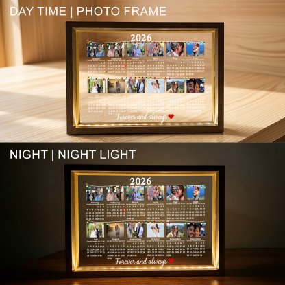 Custom 2026 Calendar LED Light Frame with Photo