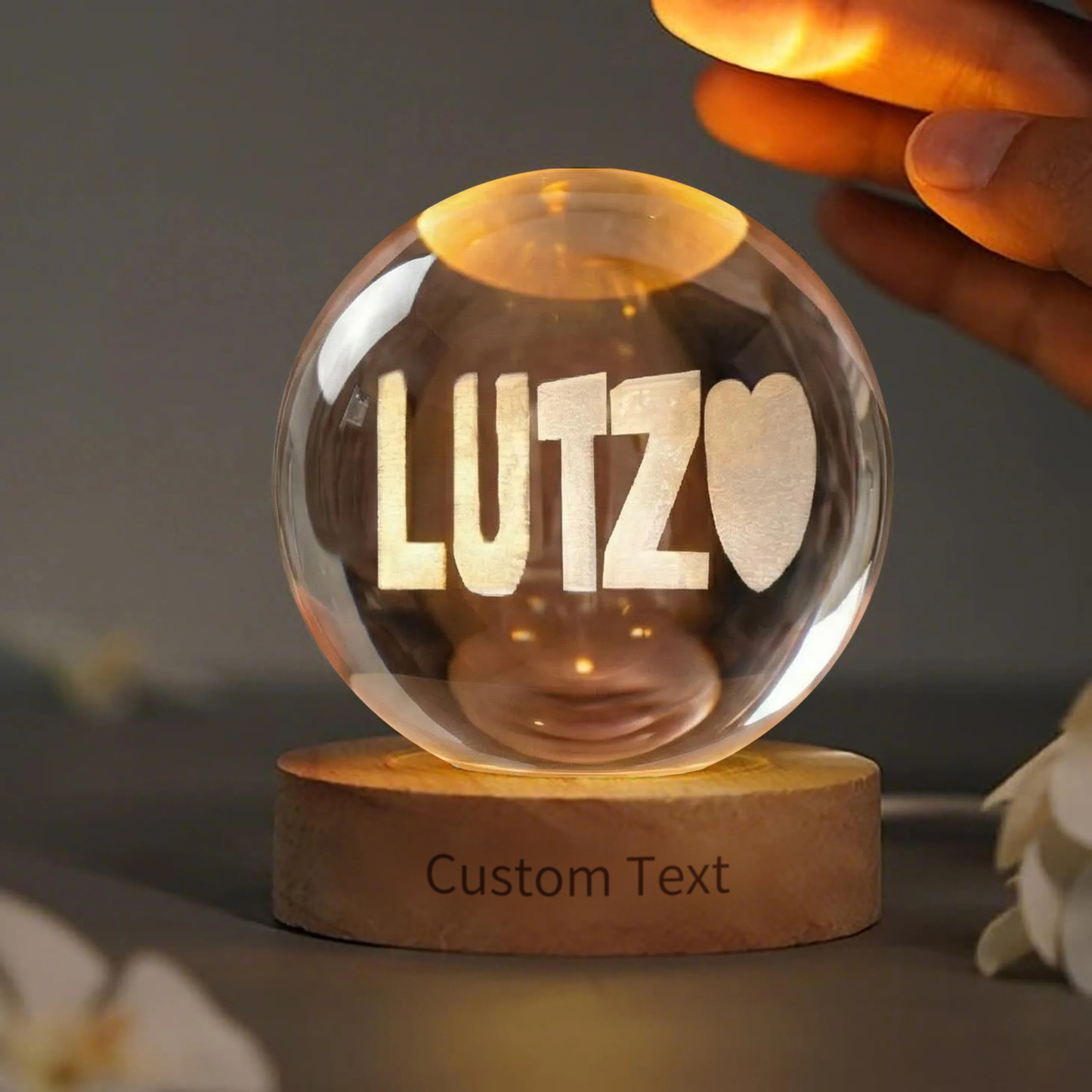 Couple Dual Name Illusion 3D Spherical Crystal Ball Lamp