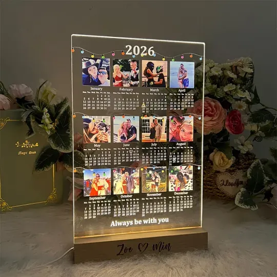Custom 2026 Calendar LED Light Box with Photo