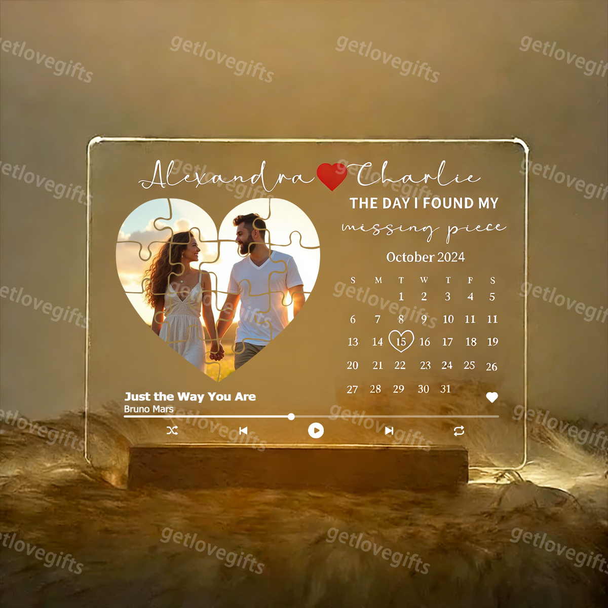 The Day I Found My Missing Piece Song Light Frame Personalized Gift