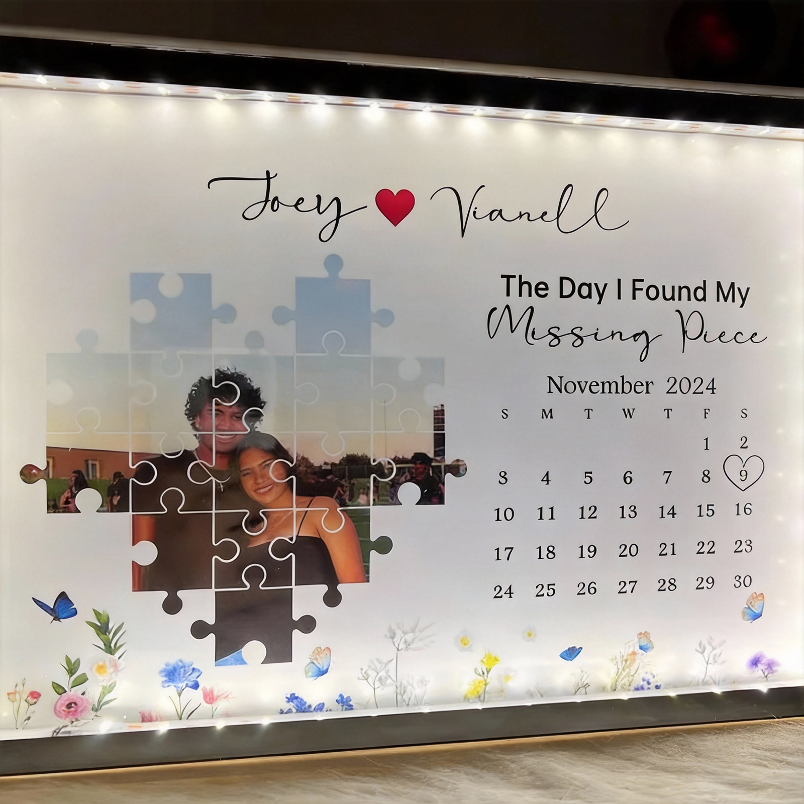 Personalized The Day I Found My Missing Piece Mirror Light Gift