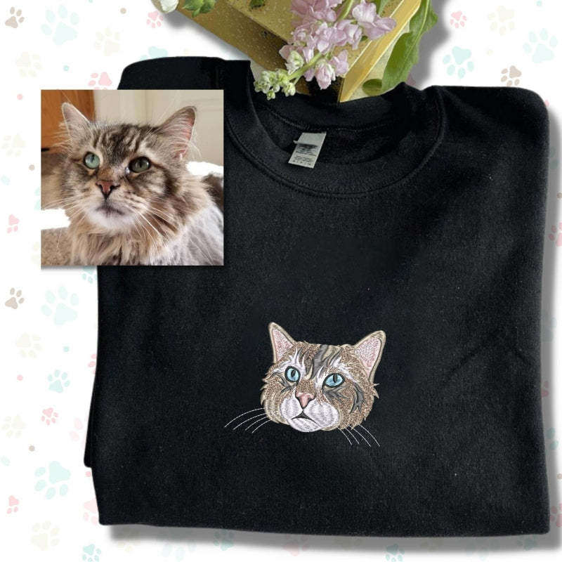Personalized Pet Portrait Embroidered Center Sweatshirt