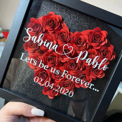 Custom Heart Flower Shadow Box with Text-forlovever