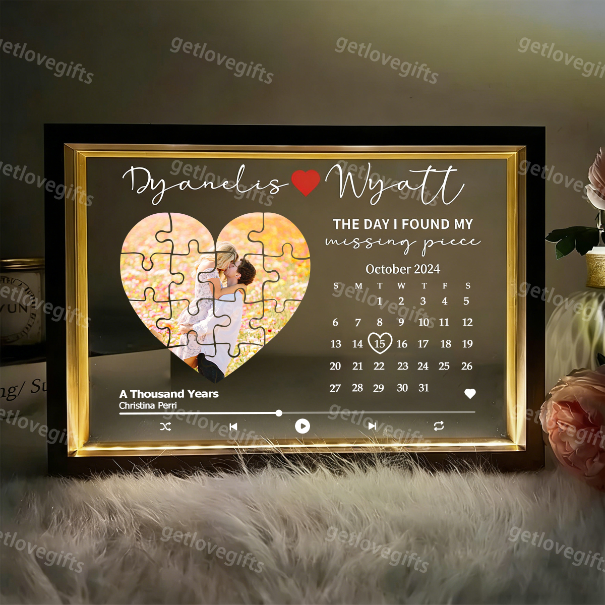 The Day I Found My Missing Piece Song Light Frame Personalized Gift