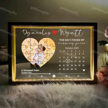 The Day I Found My Missing Piece Song Light Frame Personalized Gift