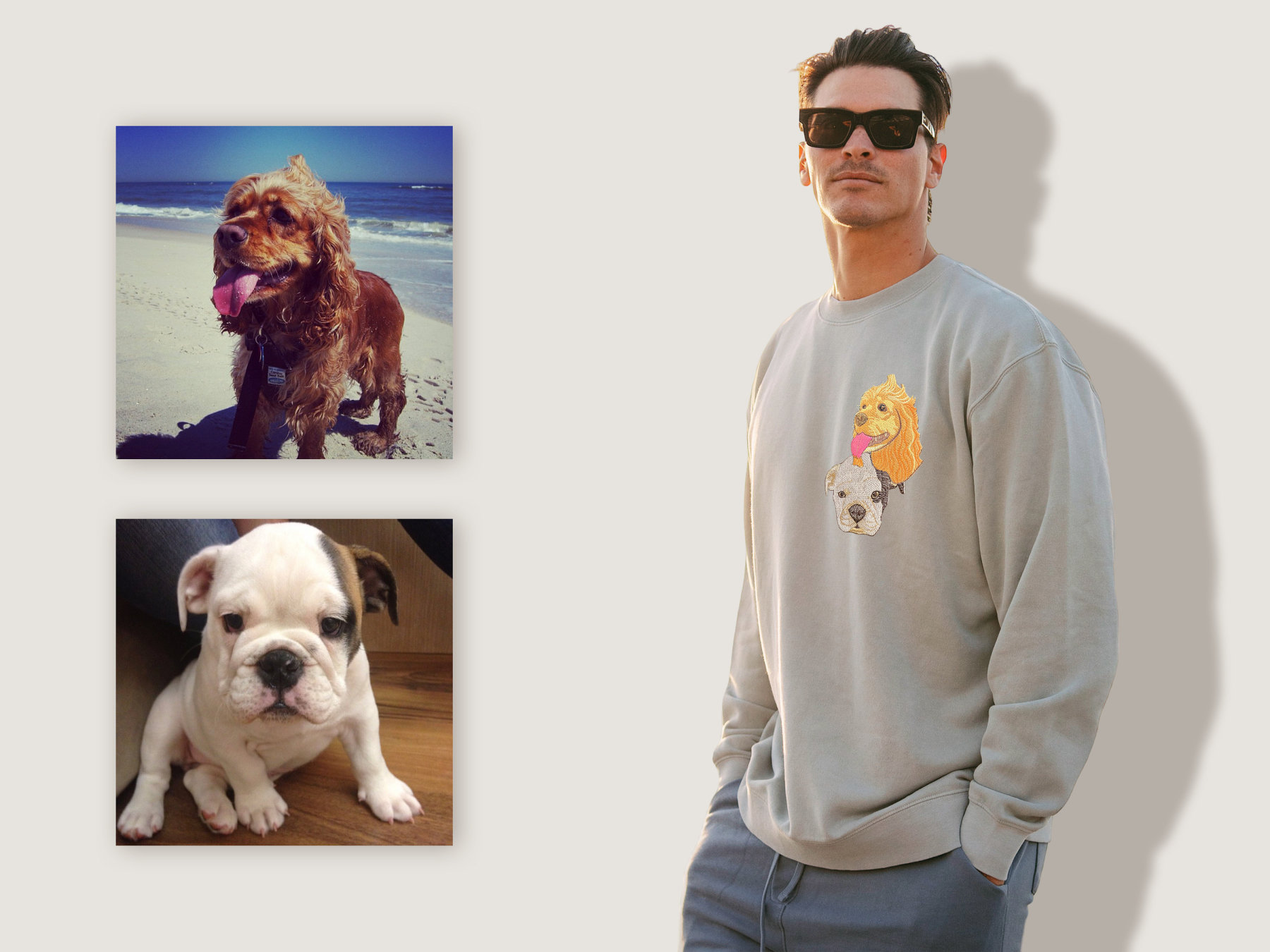 Personalized Pet Portrait Embroidery Sweatshirt Hoodie