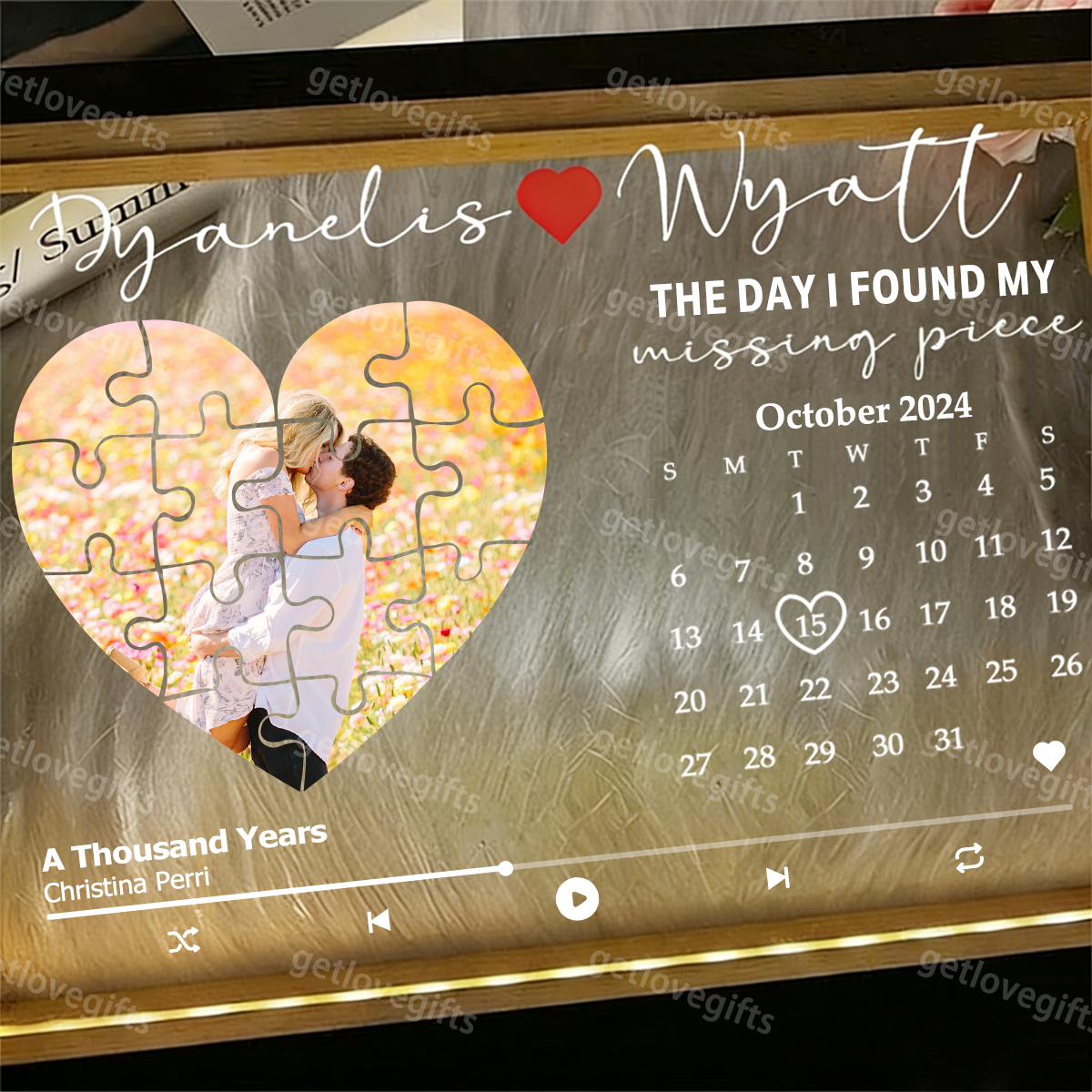 The Day I Found My Missing Piece Song Light Frame Personalized Gift
