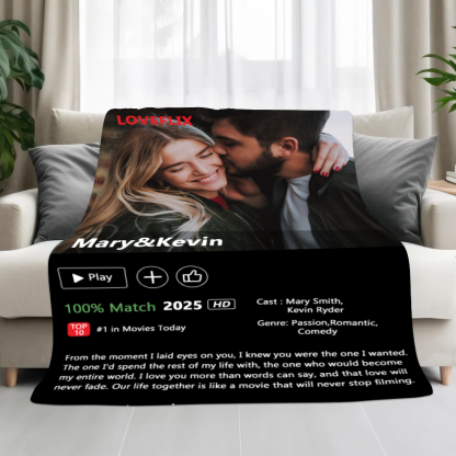 Custom LOVEFLIX Movie Photo Blanket with Your Love Story
