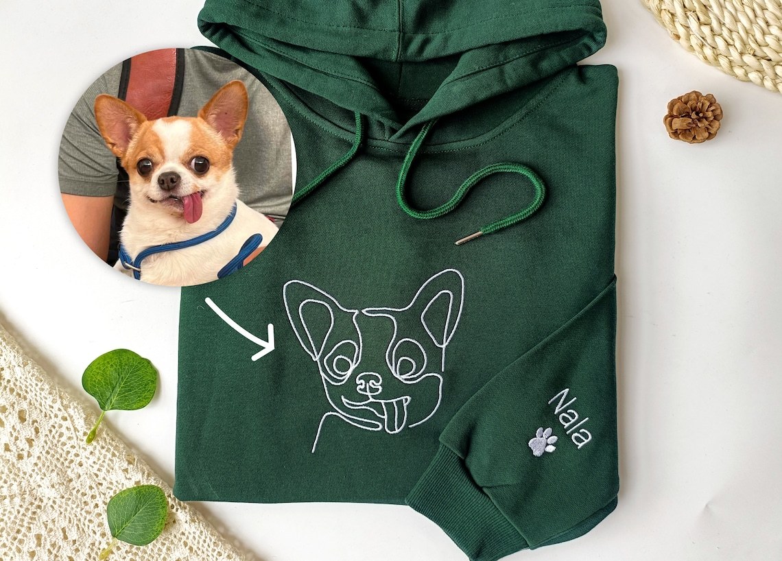 Custom Unisex Embroidered Dog Hoodie,Gifts For Dog Lovers
