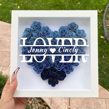Heart Shaped Monogram Valentine's Day Gifts Flower Shadow Box-forlovever