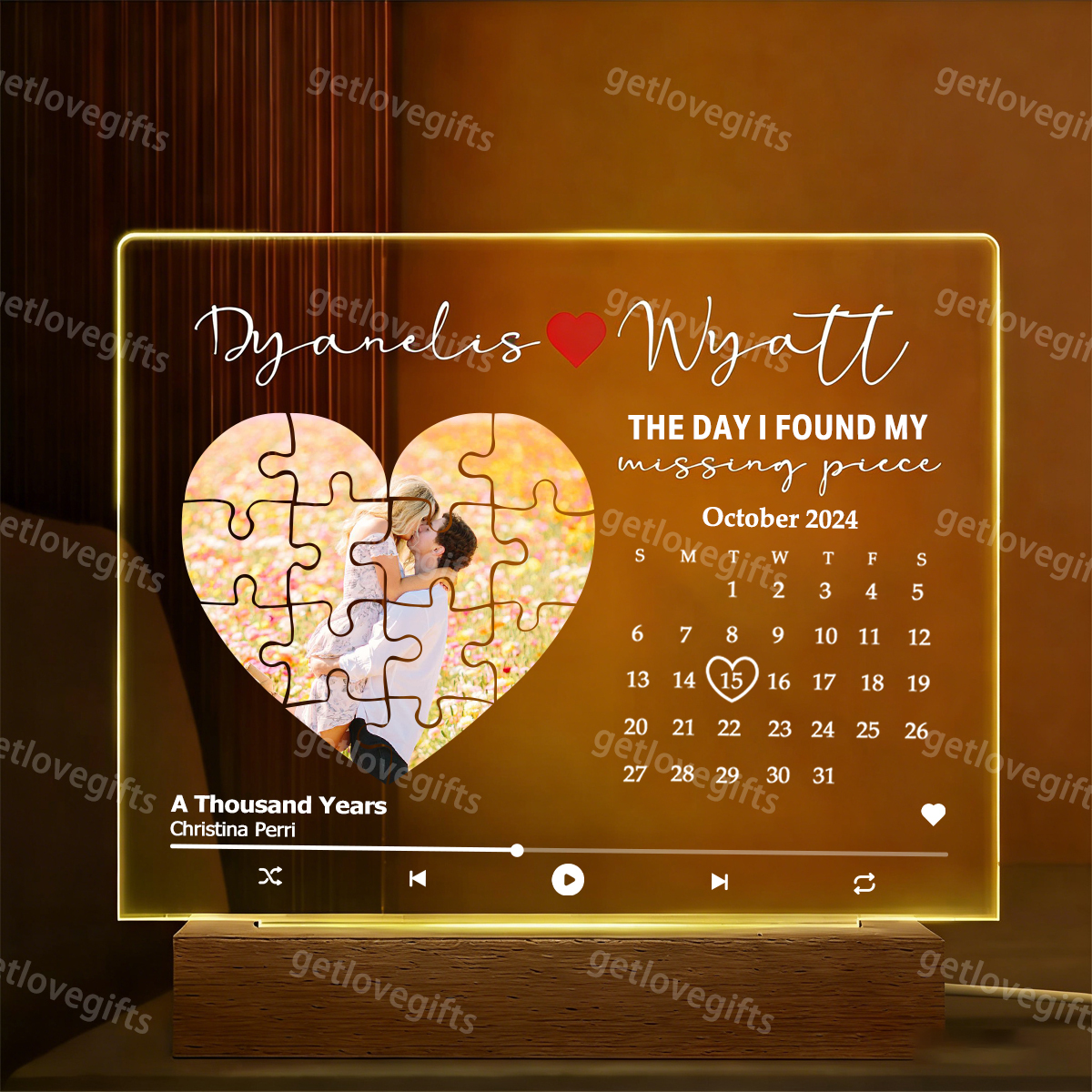 The Day I Found My Missing Piece Song Light Frame Personalized Gift