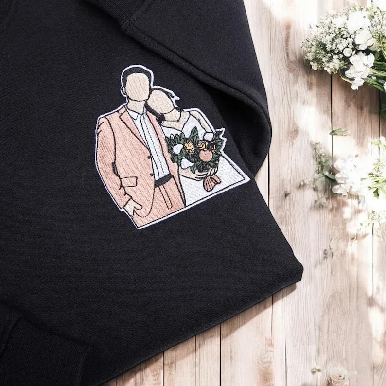 Forlovever Custom Embroidered Portrait from Photo Sweatshirt