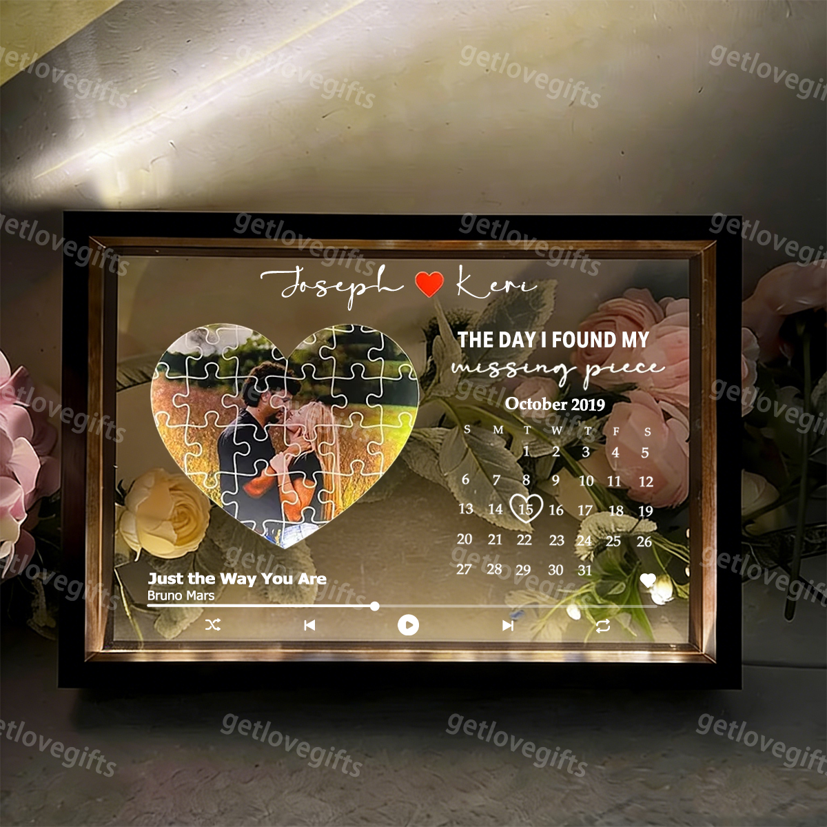 The Day I Found My Missing Piece Song Light Frame Personalized Gift