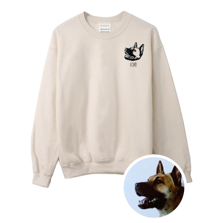 Custom Pet Portrait Embroidered Sweatshirt