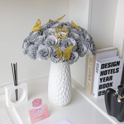 Glitter Rose Bouquet Couple Glitter Everlasting Rose Bouquet (Never Wither)