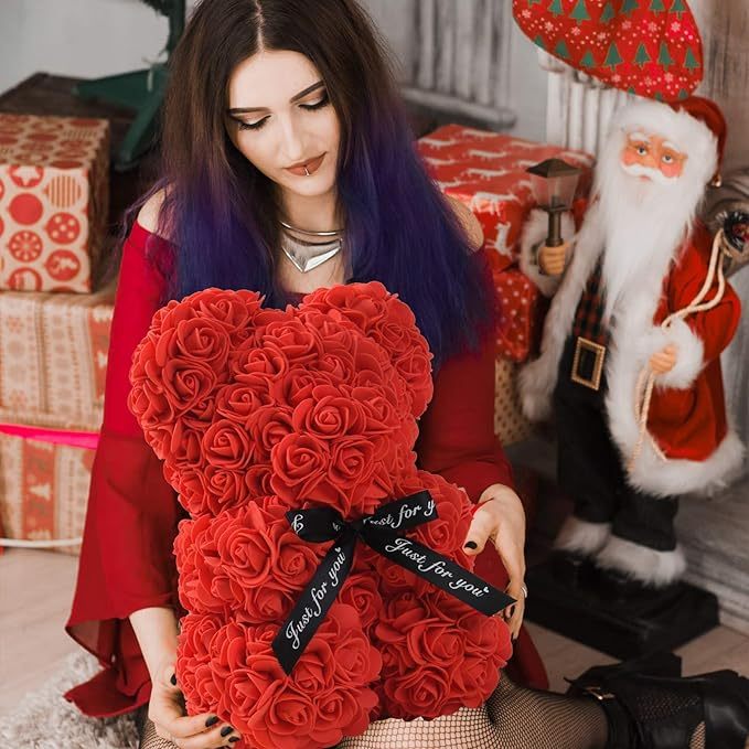 Artificial Flowers Rose Bear Girlfriend Anniversary Xmas Valentine's Day Gift Birthday Present For Wedding Party-forlovever