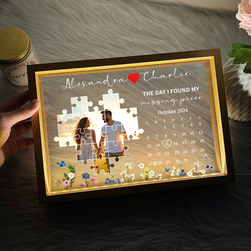 The Day I Found My Missing Piece Light Frame Personalized Gift