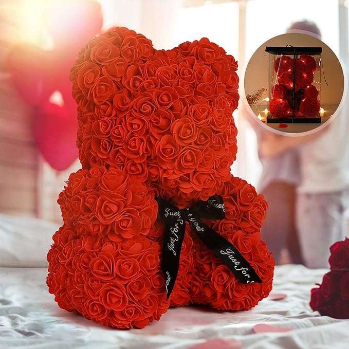 Artificial Flowers Rose Bear Girlfriend Anniversary Xmas Valentine's Day Gift Birthday Present For Wedding Party-forlovever
