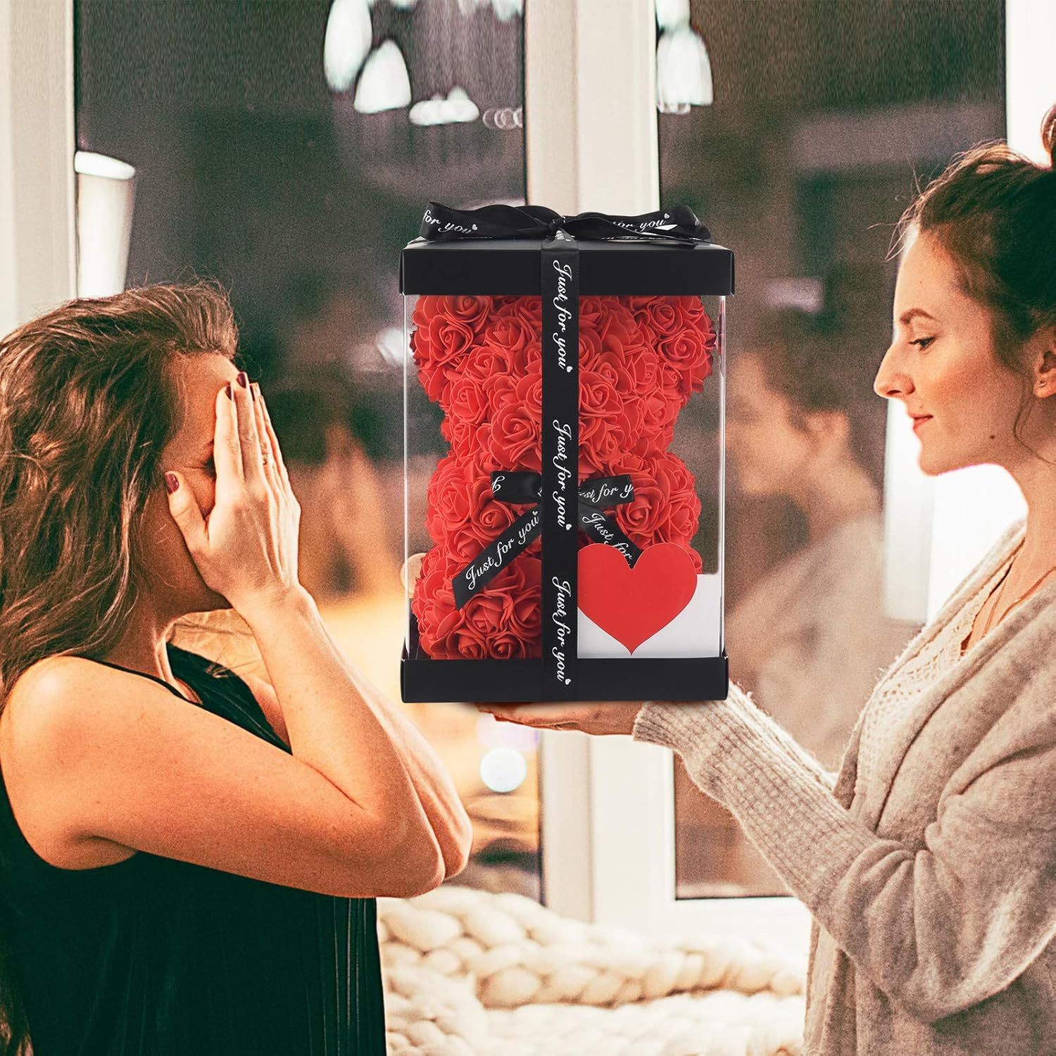 Artificial Flowers Rose Bear Girlfriend Anniversary Xmas Valentine's Day Gift Birthday Present For Wedding Party-forlovever