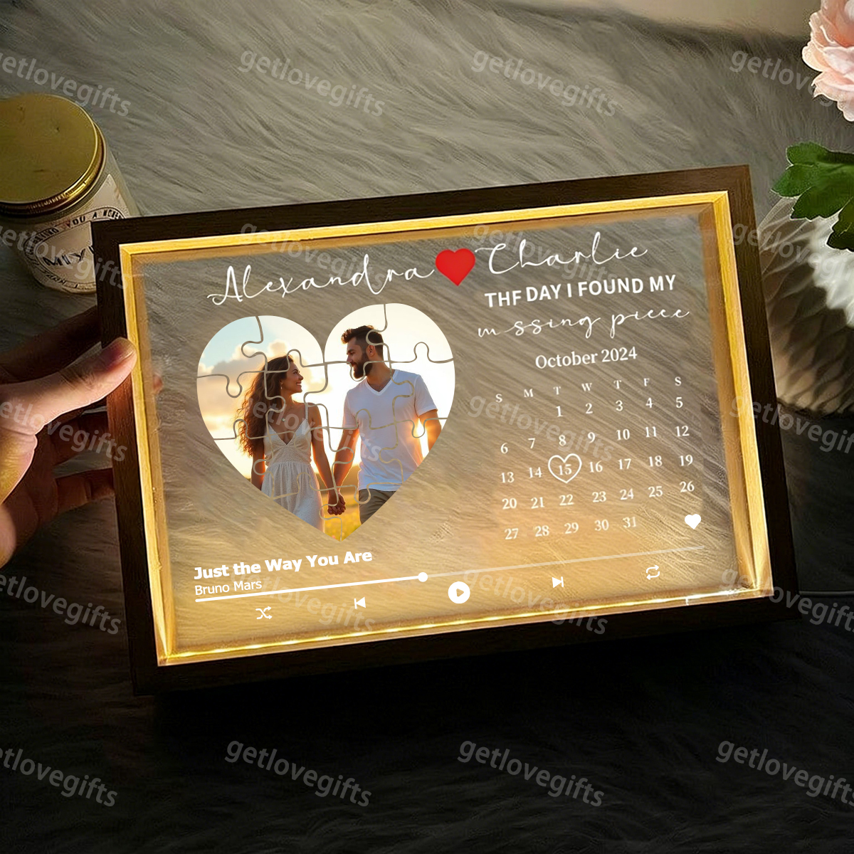 The Day I Found My Missing Piece Song Light Frame Personalized Gift